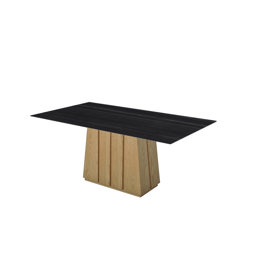 Rectangular Marble Dining Table 1.8×1.0m | Ash Wood Panel Base