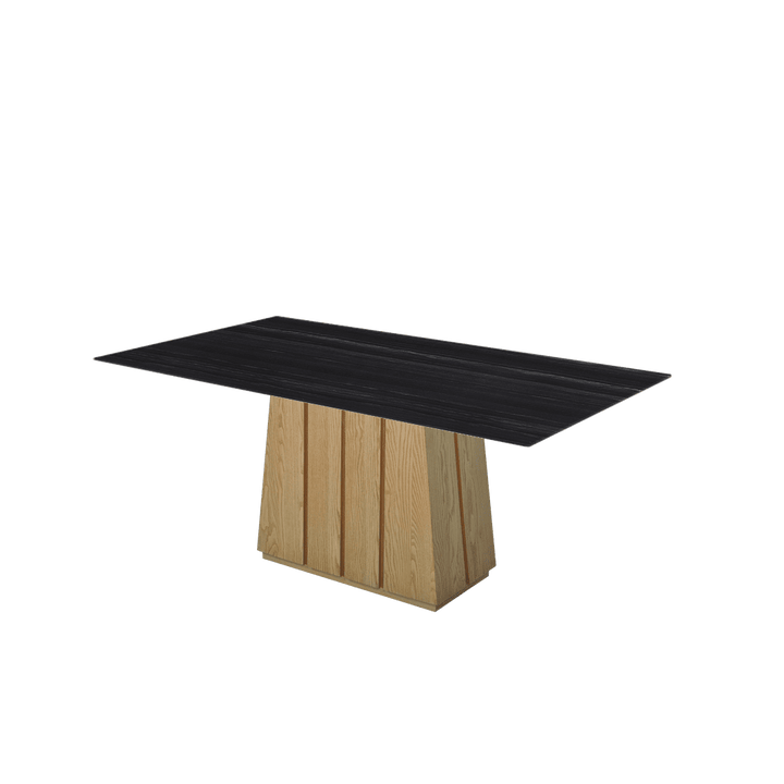 Rectangular Marble Dining Table 1.8×1.0m | Ash Wood Panel Base