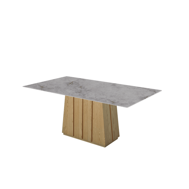 Rectangular Marble Dining Table 1.8×1.0m | Ash Wood Panel Base