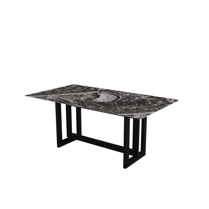 Rectangular Marble Dining Table 1.8×1.0m | Black Metal Frame Base
