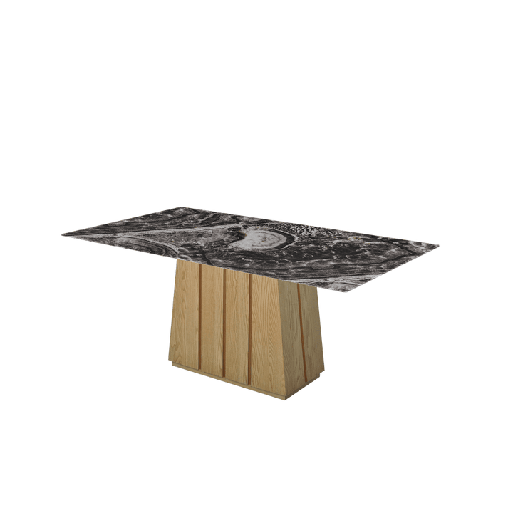 Rectangular Marble Dining Table 1.8×1.0m | Ash Wood Panel Base