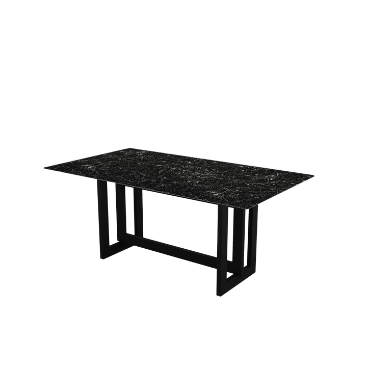 Rectangular Marble Dining Table 1.8×1.0m | Black Metal Frame Base