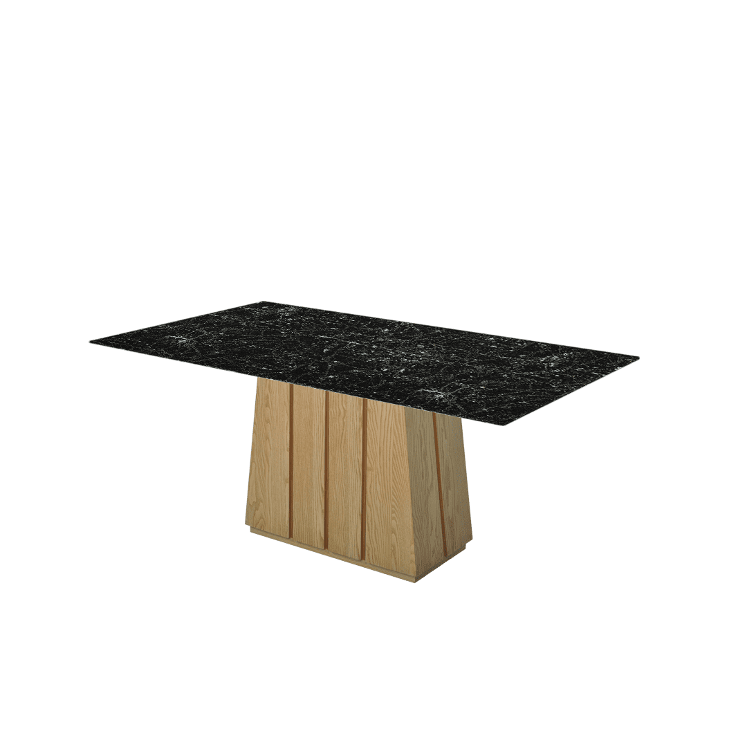 Rectangular Marble Dining Table 1.8×1.0m | Ash Wood Panel Base