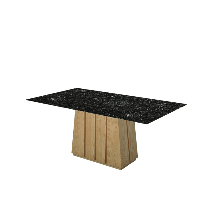 Rectangular Marble Dining Table 1.8×1.0m | Ash Wood Panel Base