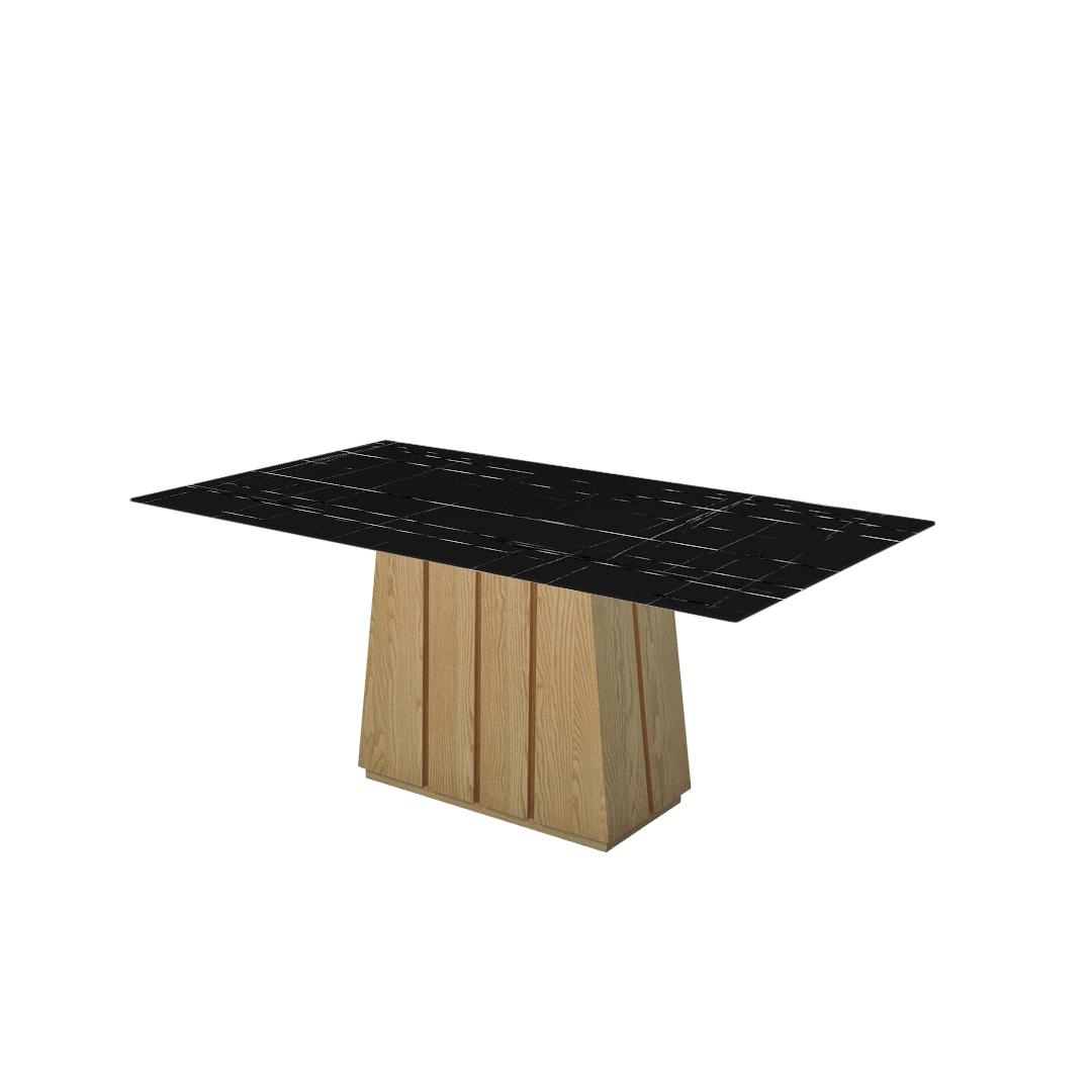 Rectangular Marble Dining Table 1.8×1.0m | Ash Wood Panel Base