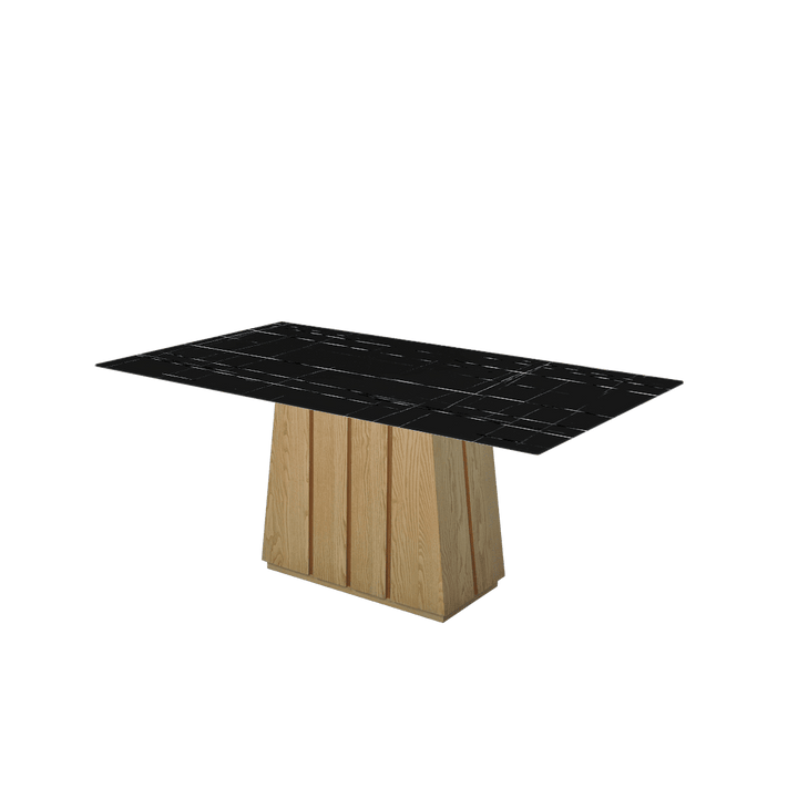 Rectangular Marble Dining Table 1.8×1.0m | Ash Wood Panel Base