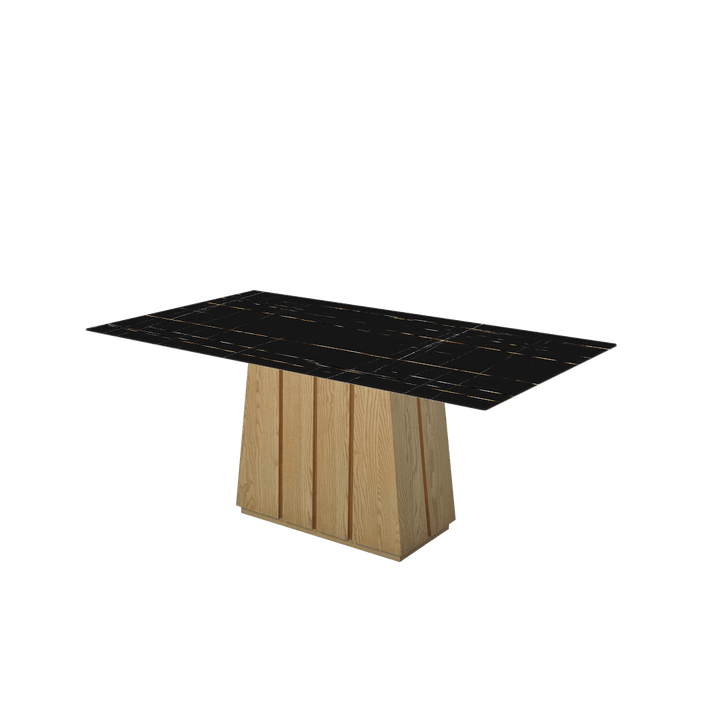 Rectangular Marble Dining Table 1.8×1.0m | Ash Wood Panel Base