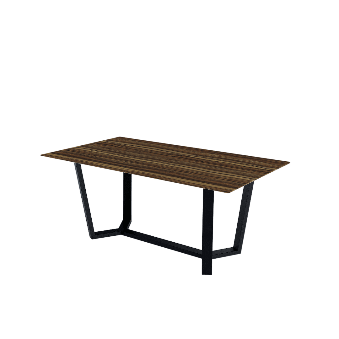 Rectangular Marble Dining Table 1.8×1.0m | Black Metal Splay-Leg Base