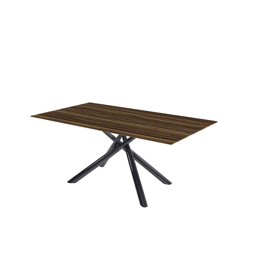 Rectangular Marble Dining Table 1.8×1.0m | Black Glossy Spider Base