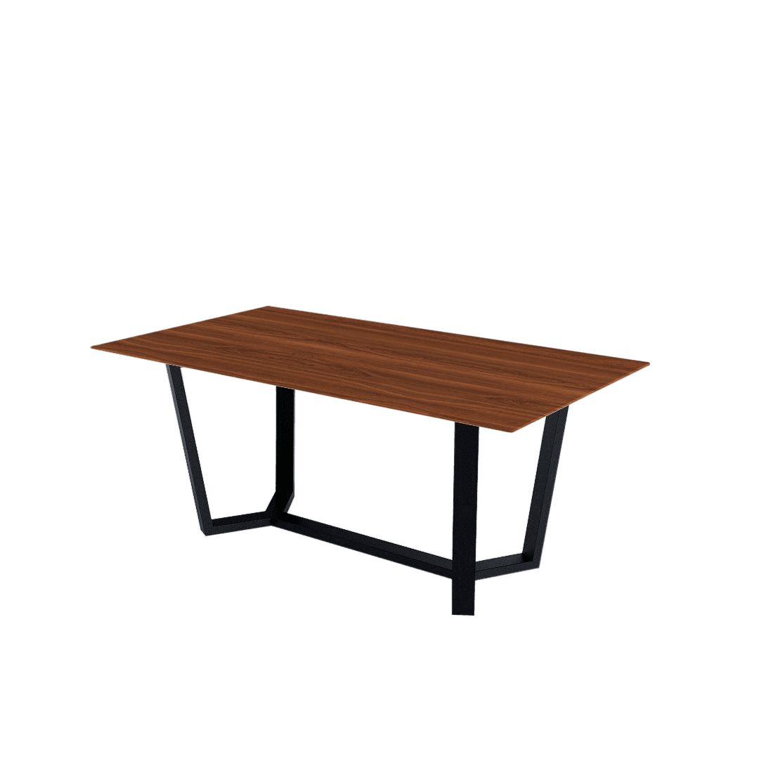 Rectangular Marble Dining Table 1.8×1.0m | Black Metal Splay-Leg Base