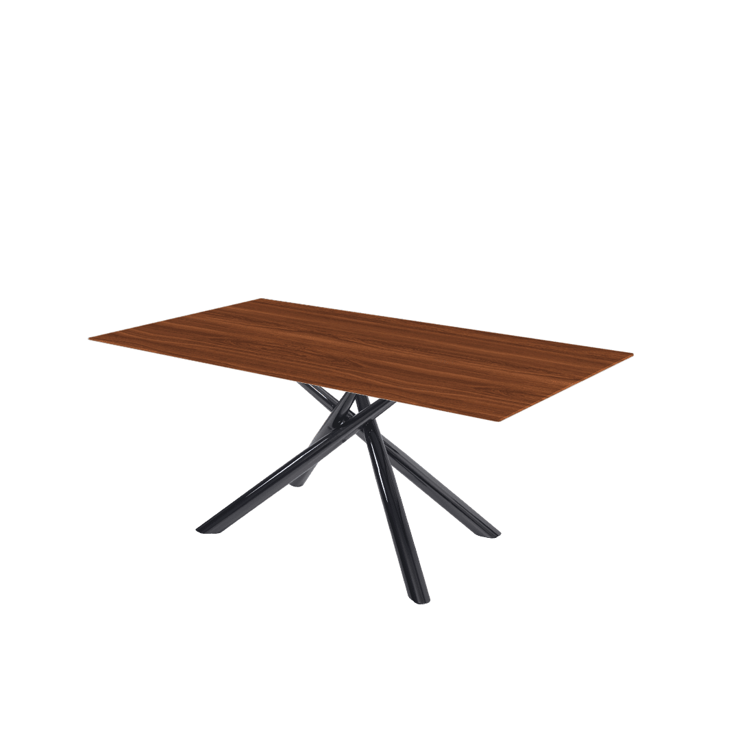 Rectangular Marble Dining Table 1.8×1.0m | Black Glossy Spider Base