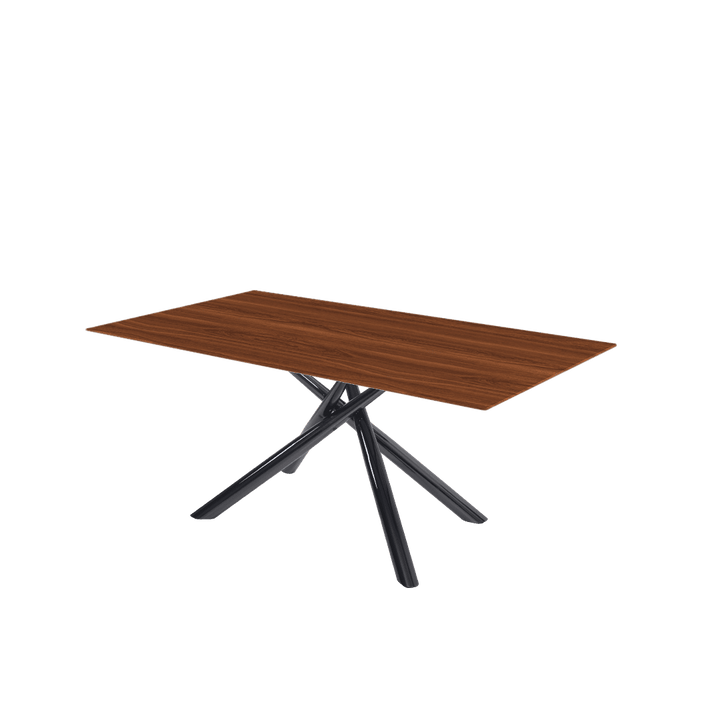 Rectangular Marble Dining Table 1.8×1.0m | Black Glossy Spider Base
