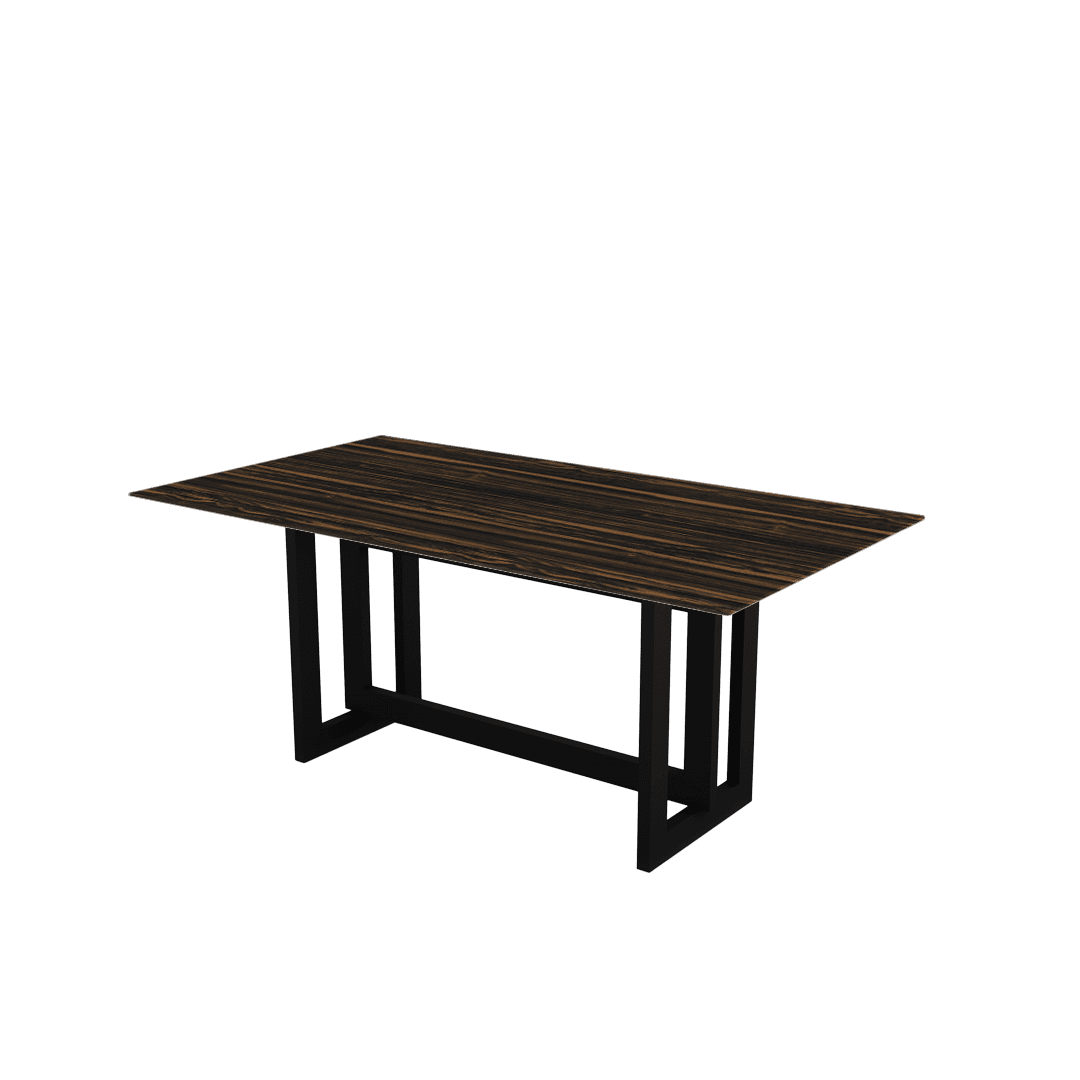 Rectangular Marble Dining Table 1.8×1.0m | Black Metal Frame Base