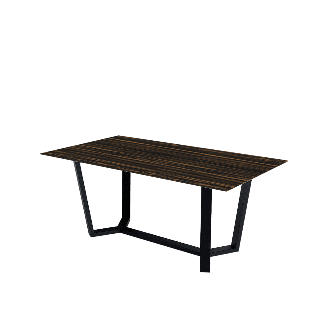 Rectangular Marble Dining Table 1.8×1.0m | Black Metal Splay-Leg Base