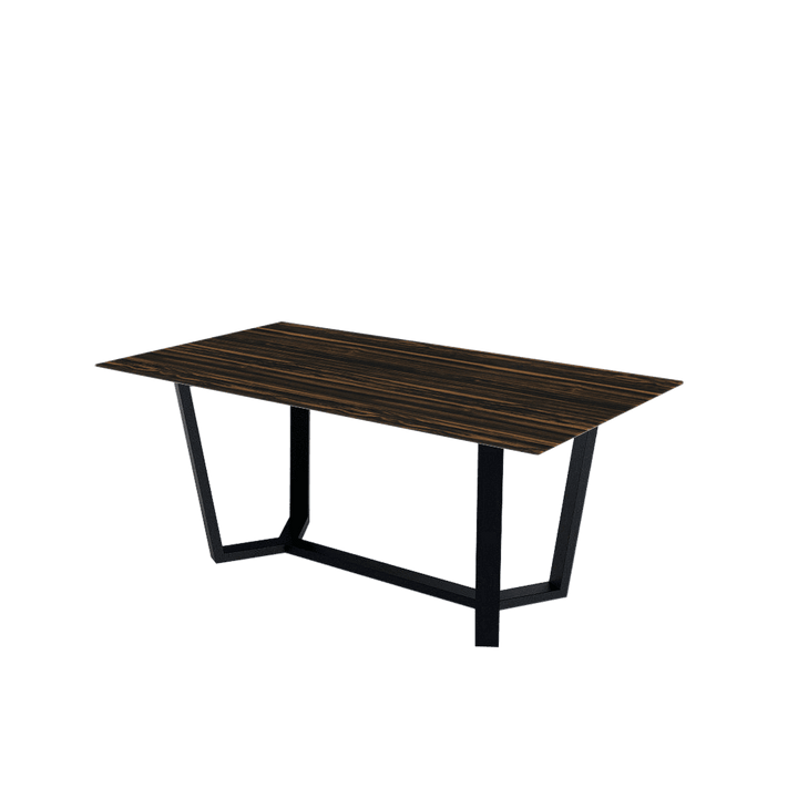 Rectangular Marble Dining Table 1.8×1.0m | Black Metal Splay-Leg Base