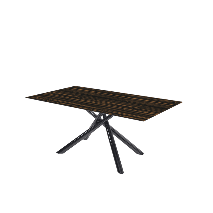 Rectangular Marble Dining Table 1.8×1.0m | Black Glossy Spider Base