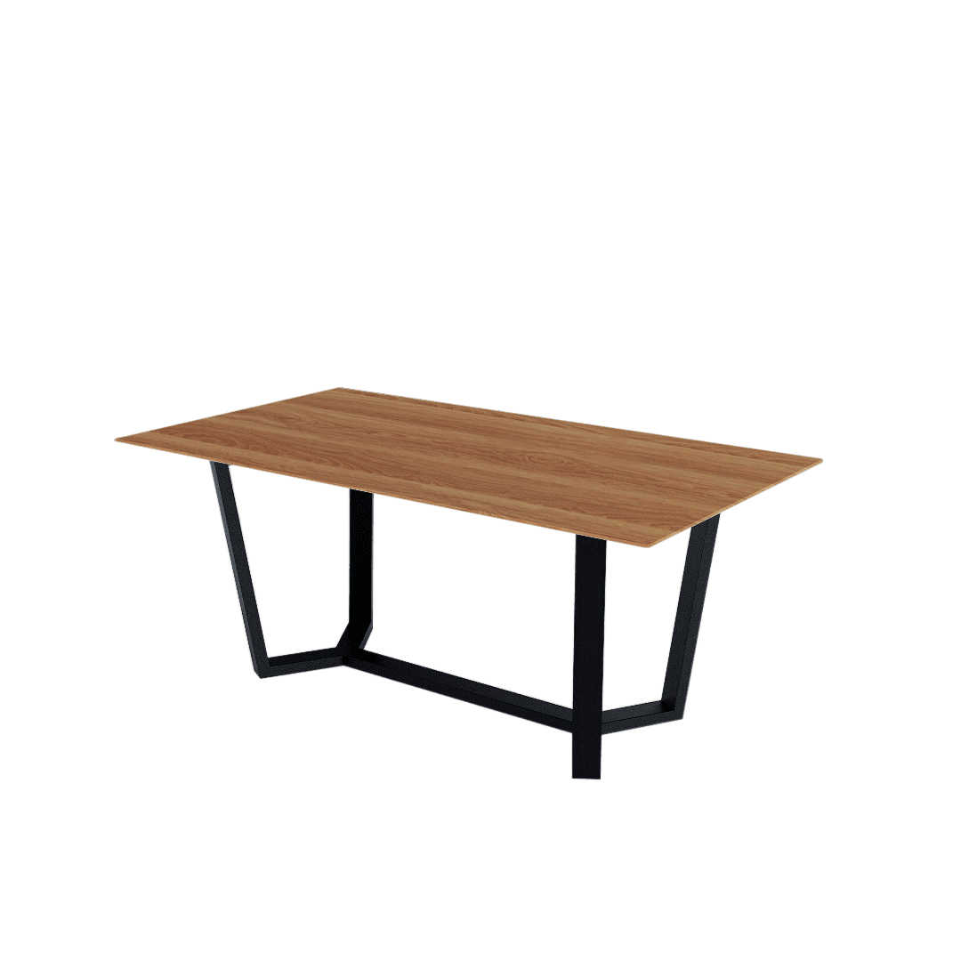 Rectangular Marble Dining Table 1.8×1.0m | Black Metal Splay-Leg Base