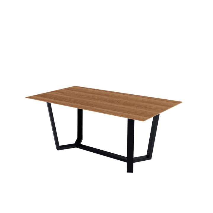 Rectangular Marble Dining Table 1.8×1.0m | Black Metal Splay-Leg Base