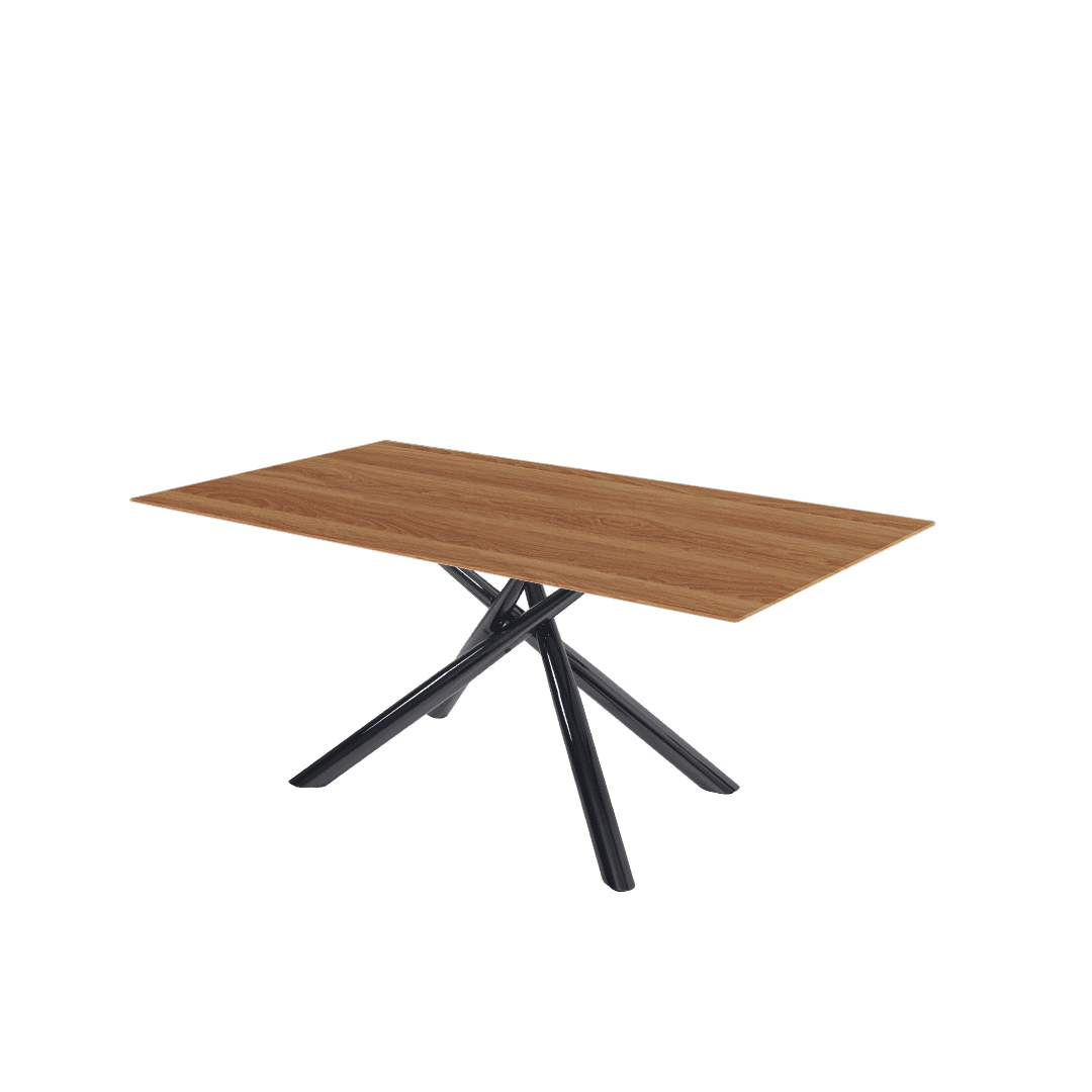 Rectangular Marble Dining Table 1.8×1.0m | Black Glossy Spider Base