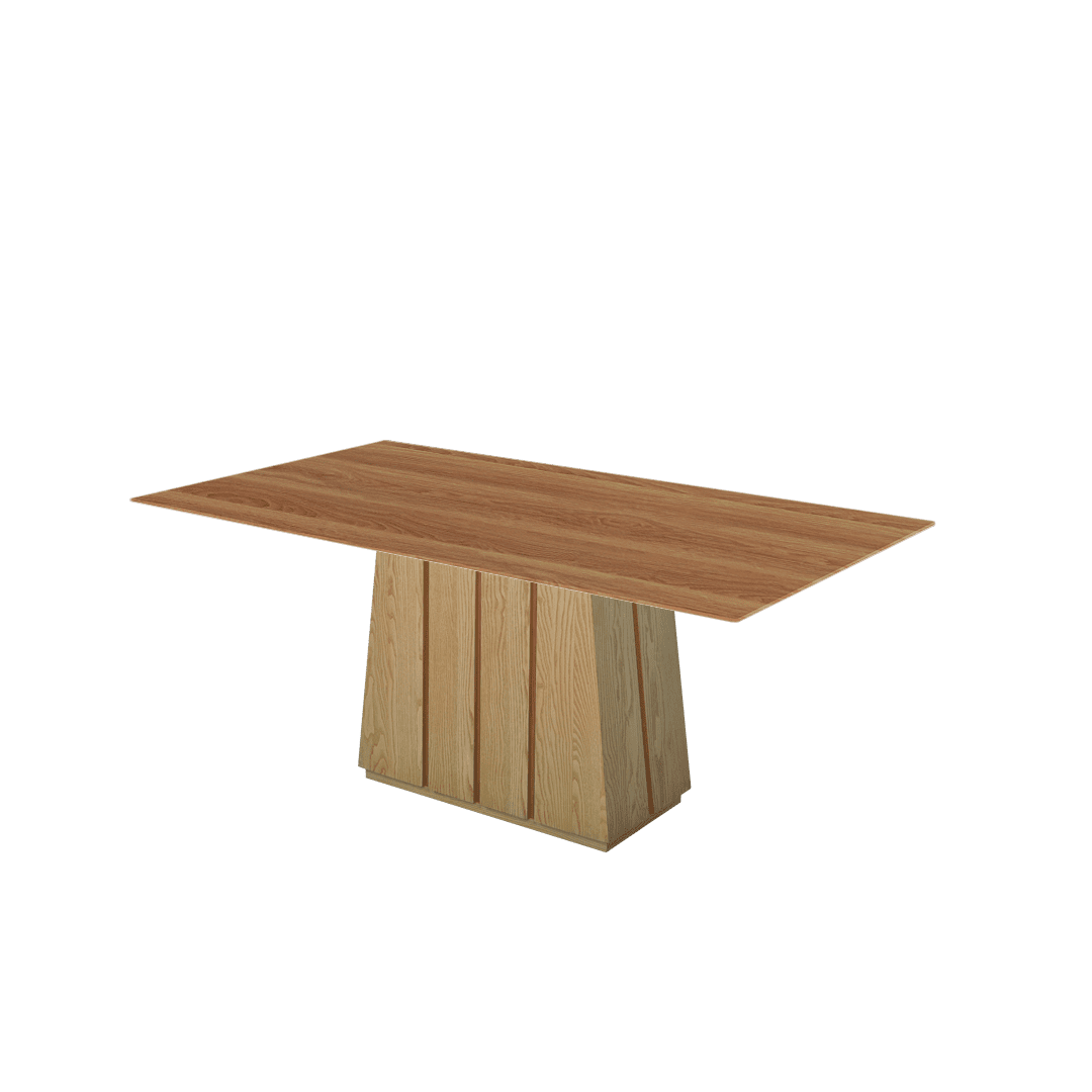 Rectangular Marble Dining Table 1.8×1.0m | Ash Wood Panel Base
