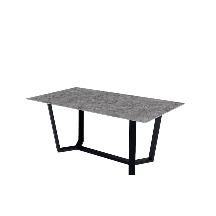 Rectangular Marble Dining Table 1.8×1.0m | Black Metal Splay-Leg Base