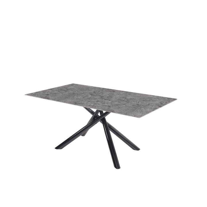 Rectangular Marble Dining Table 1.8×1.0m | Black Glossy Spider Base