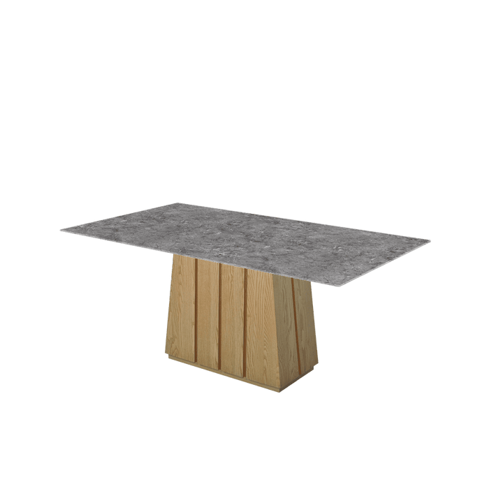 Rectangular Marble Dining Table 1.8×1.0m | Ash Wood Panel Base