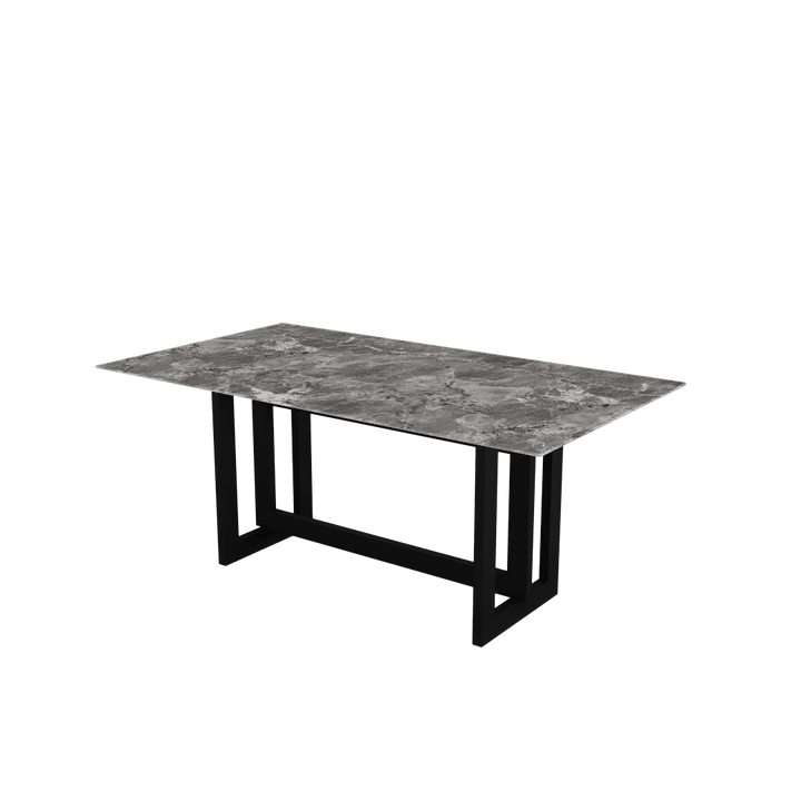 Rectangular Marble Dining Table 1.8×1.0m | Black Metal Frame Base