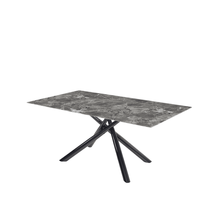Rectangular Marble Dining Table 1.8×1.0m | Black Glossy Spider Base