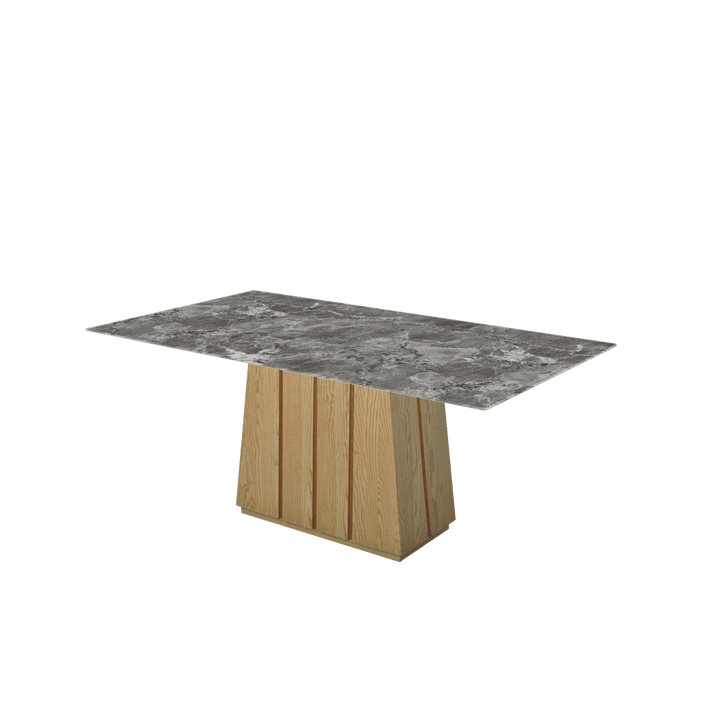 Rectangular Marble Dining Table 1.8×1.0m | Ash Wood Panel Base
