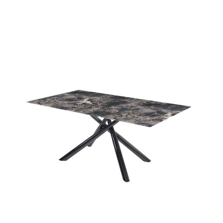 Rectangular Marble Dining Table 1.8×1.0m | Black Glossy Spider Base