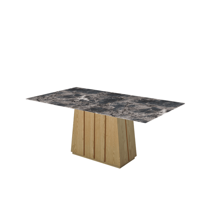 Rectangular Marble Dining Table 1.8×1.0m | Ash Wood Panel Base