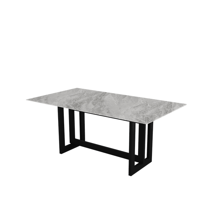 Rectangular Marble Dining Table 1.8×1.0m | Black Metal Frame Base
