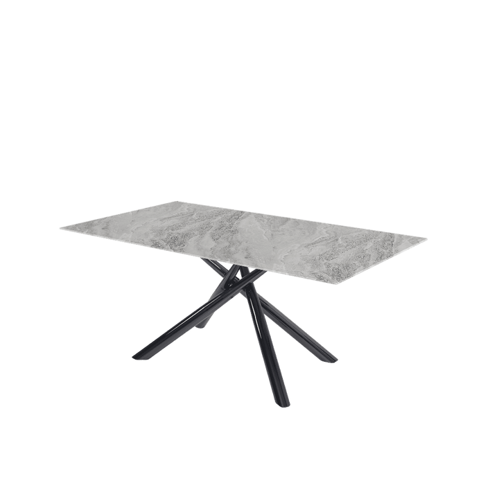 Rectangular Marble Dining Table 1.8×1.0m | Black Glossy Spider Base