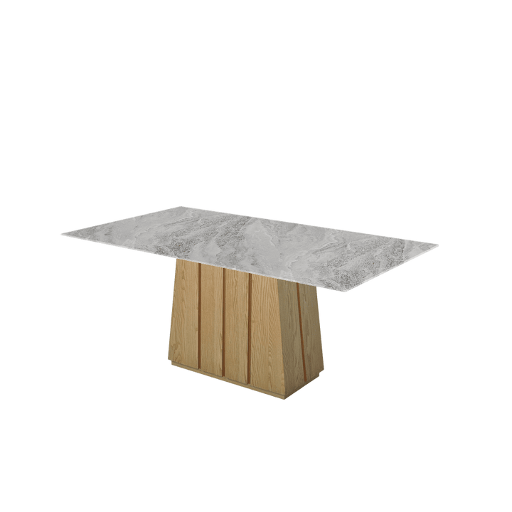 Rectangular Marble Dining Table 1.8×1.0m | Ash Wood Panel Base