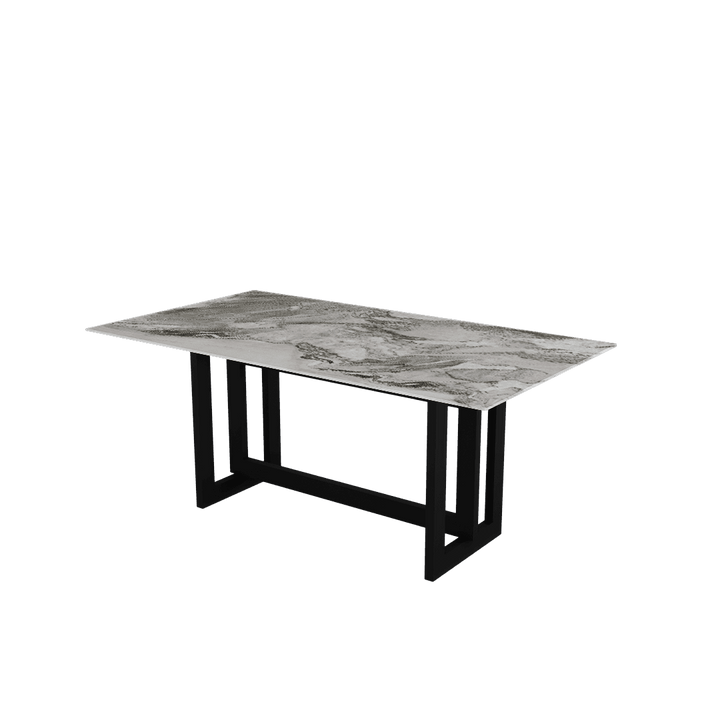 Rectangular Marble Dining Table 1.8×1.0m | Black Metal Frame Base