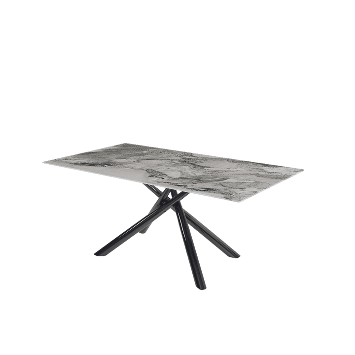 Rectangular Marble Dining Table 1.8×1.0m | Black Glossy Spider Base
