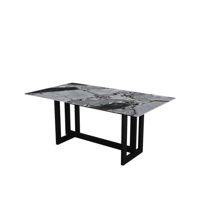 Rectangular Marble Dining Table 1.8×1.0m | Black Metal Frame Base