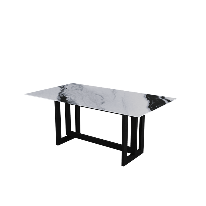 Rectangular Marble Dining Table 1.8×1.0m | Black Metal Frame Base