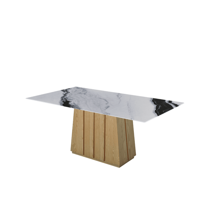 Rectangular Marble Dining Table 1.8×1.0m | Ash Wood Panel Base