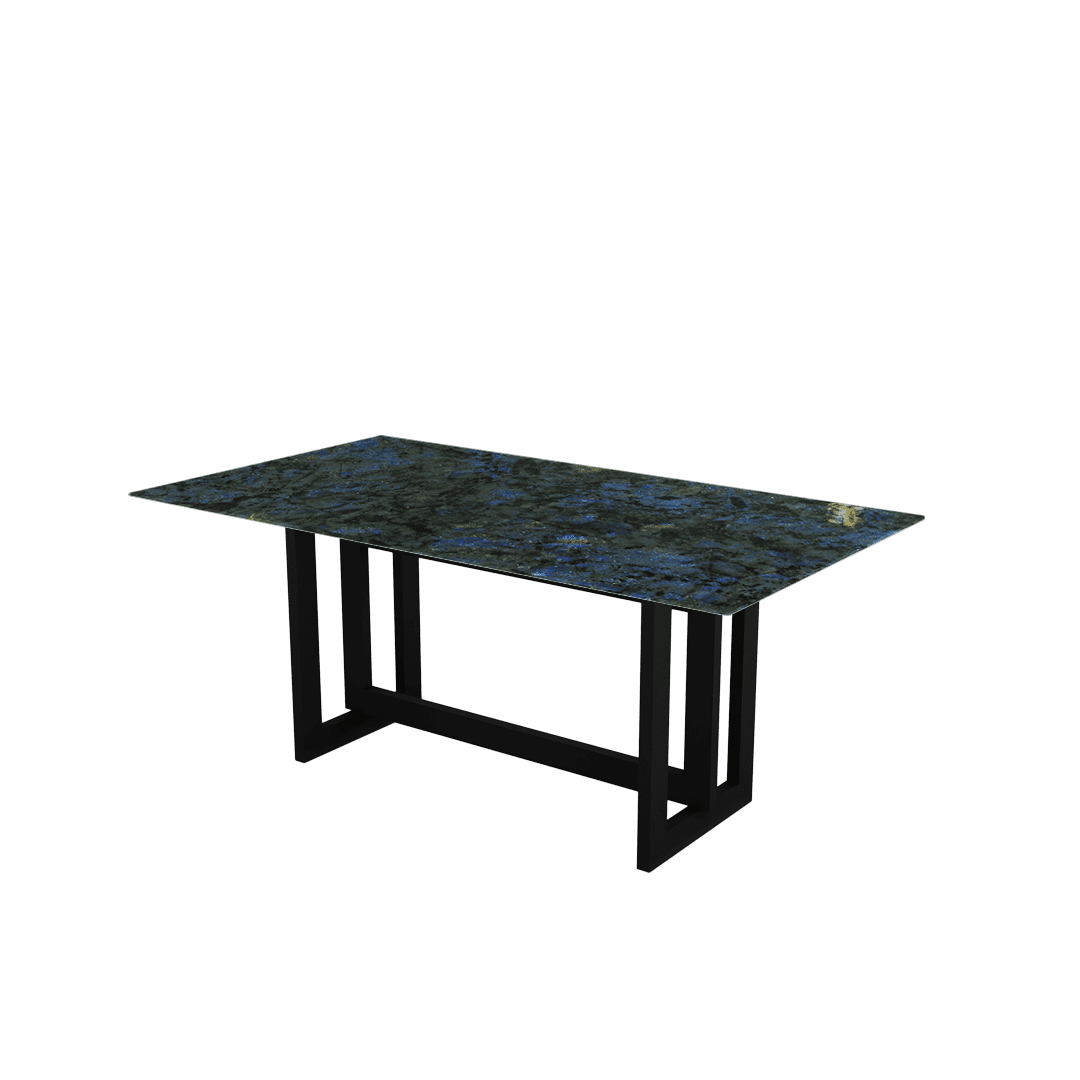 Rectangular Marble Dining Table 1.8×1.0m | Black Metal Frame Base