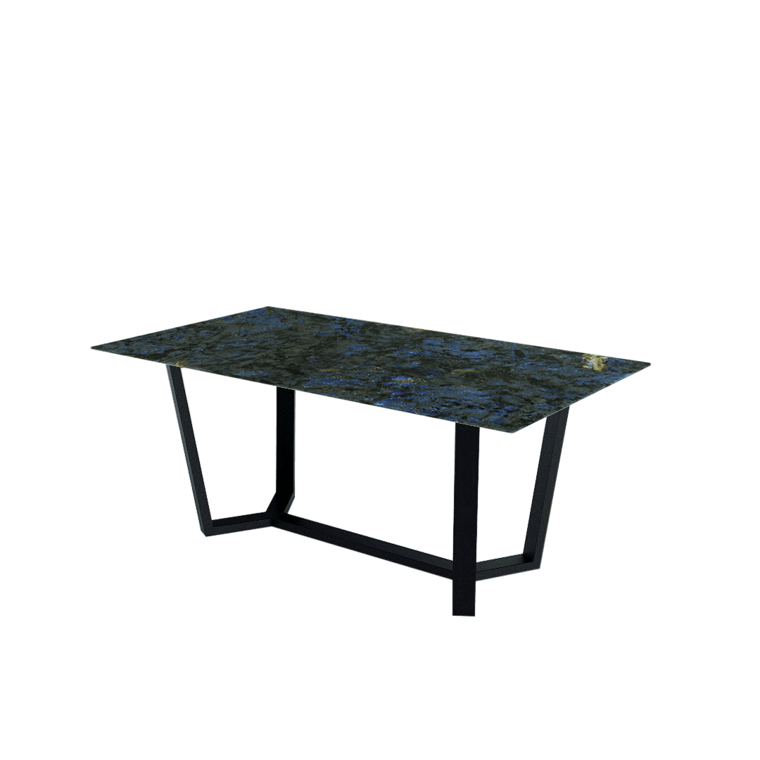 Rectangular Marble Dining Table 1.8×1.0m | Black Metal Splay-Leg Base