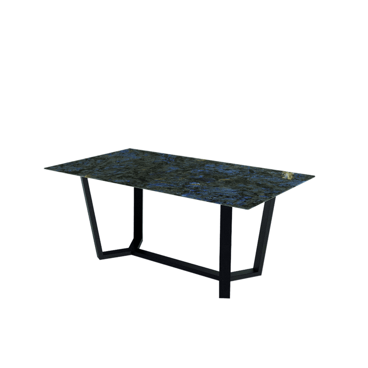 Rectangular Marble Dining Table 1.8×1.0m | Black Metal Splay-Leg Base