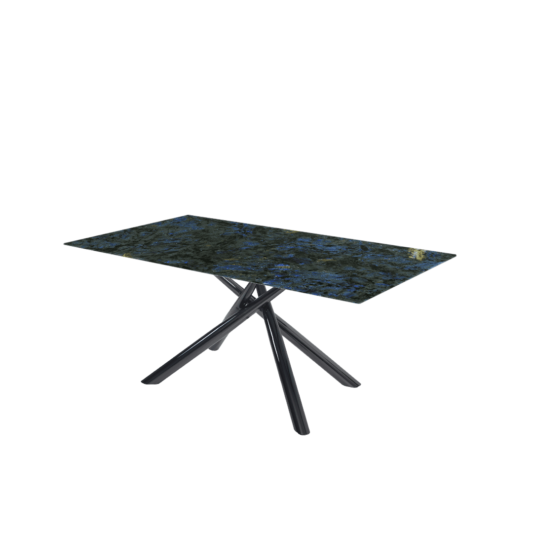 Rectangular Marble Dining Table 1.8×1.0m | Black Glossy Spider Base