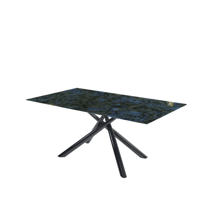 Rectangular Marble Dining Table 1.8×1.0m | Black Glossy Spider Base