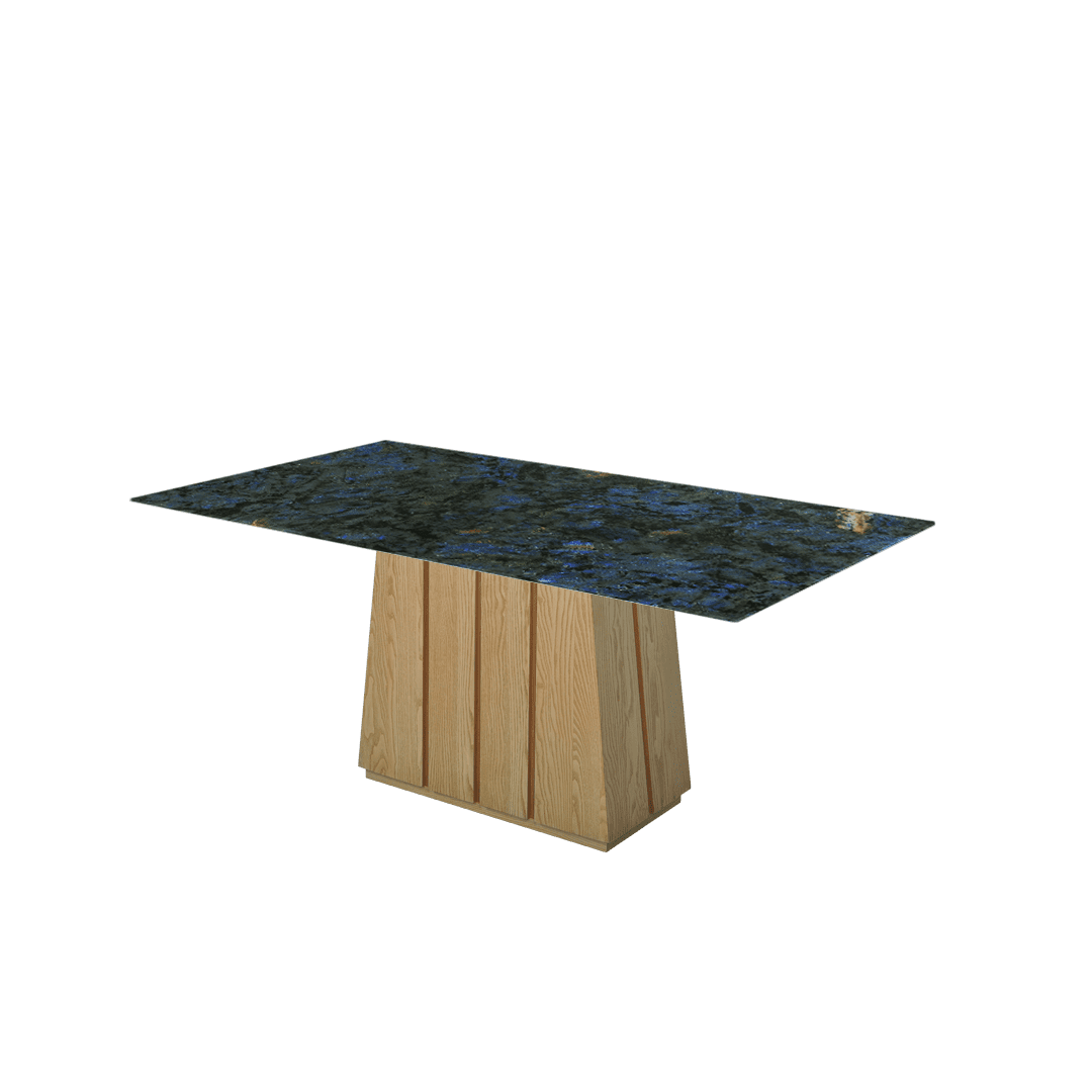 Rectangular Marble Dining Table 1.8×1.0m | Ash Wood Panel Base