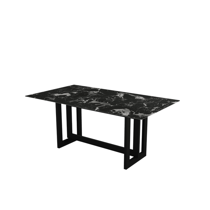 Rectangular Marble Dining Table 1.8×1.0m | Black Metal Frame Base