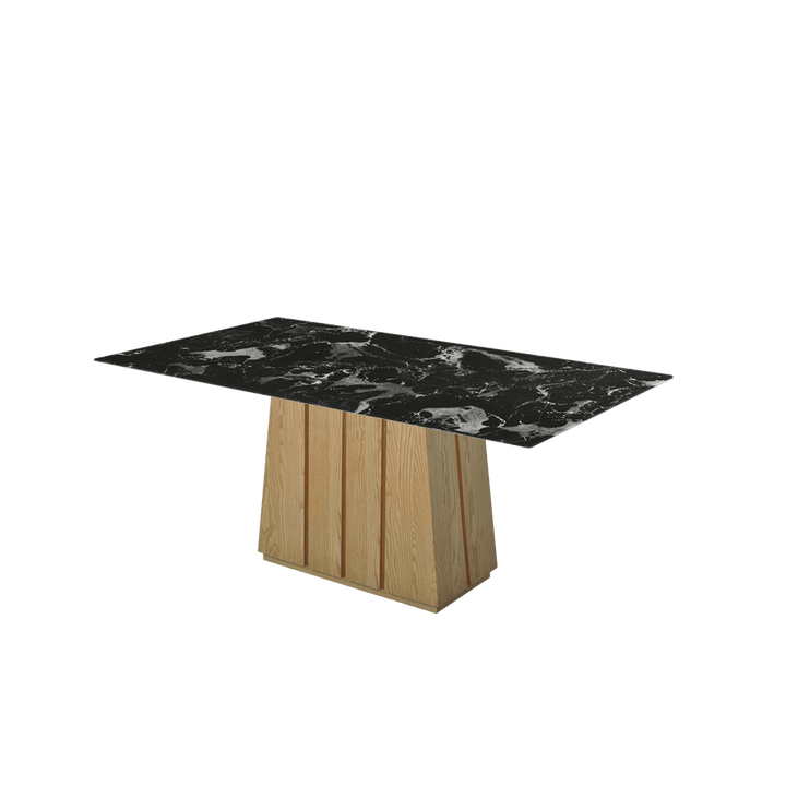 Rectangular Marble Dining Table 1.8×1.0m | Ash Wood Panel Base