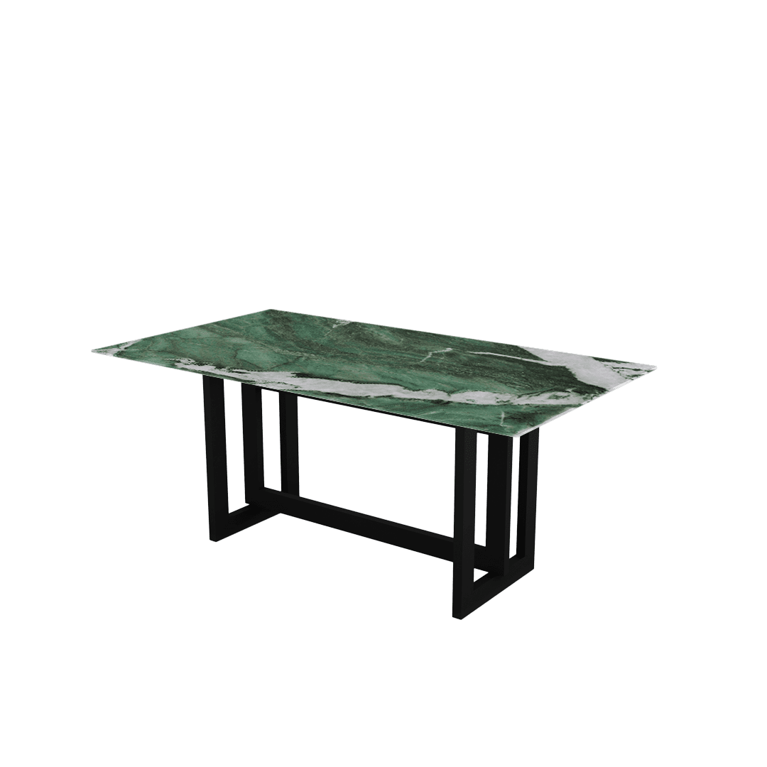Rectangular Marble Dining Table 1.8×1.0m | Black Metal Frame Base