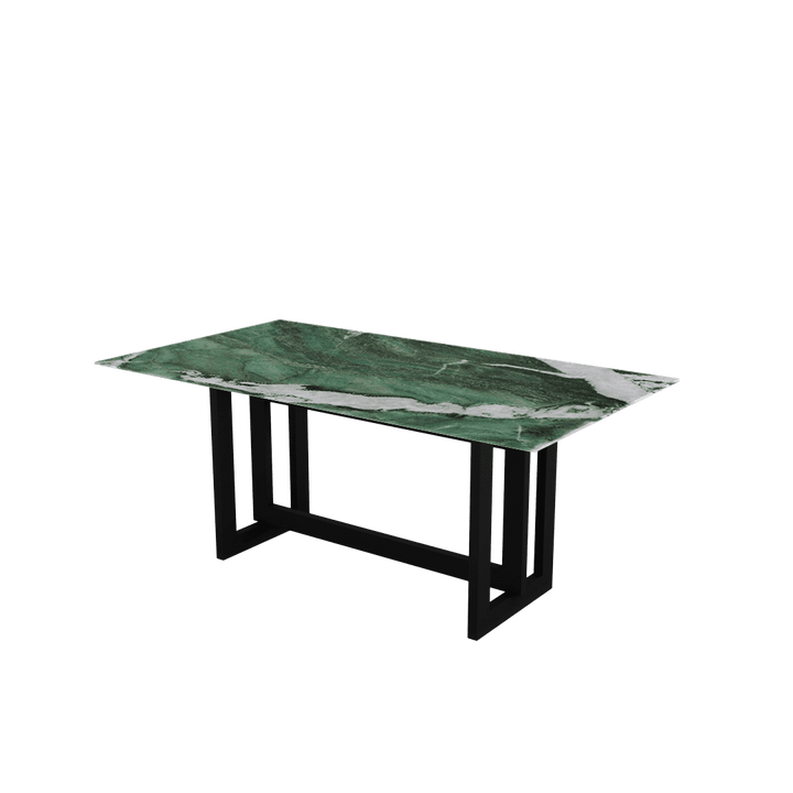 Rectangular Marble Dining Table 1.8×1.0m | Black Metal Frame Base